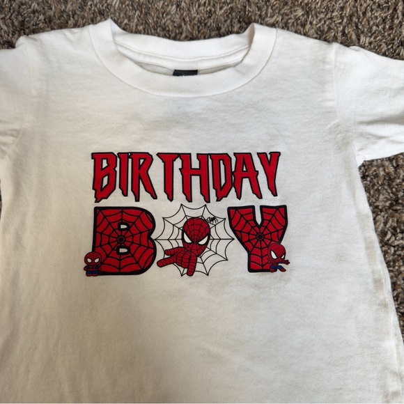 Spiderman 4th Birthday Boy “Parker” White Birthday Boy Spider Tee - Picture 2 of 5
